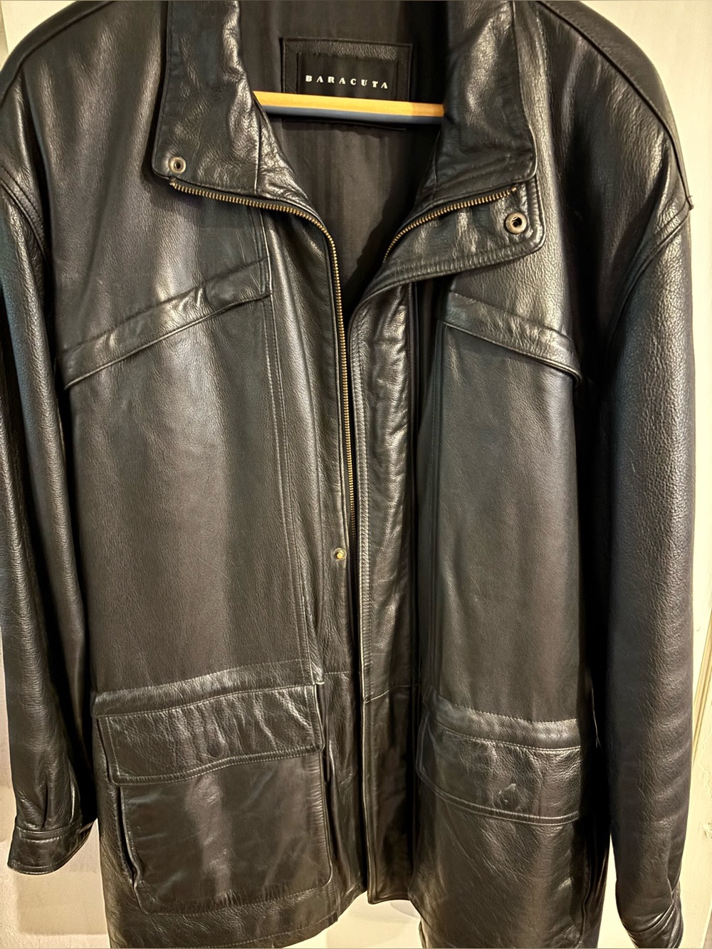 Men’s XXL Baracuta (British brand) Leather Coat-EUC